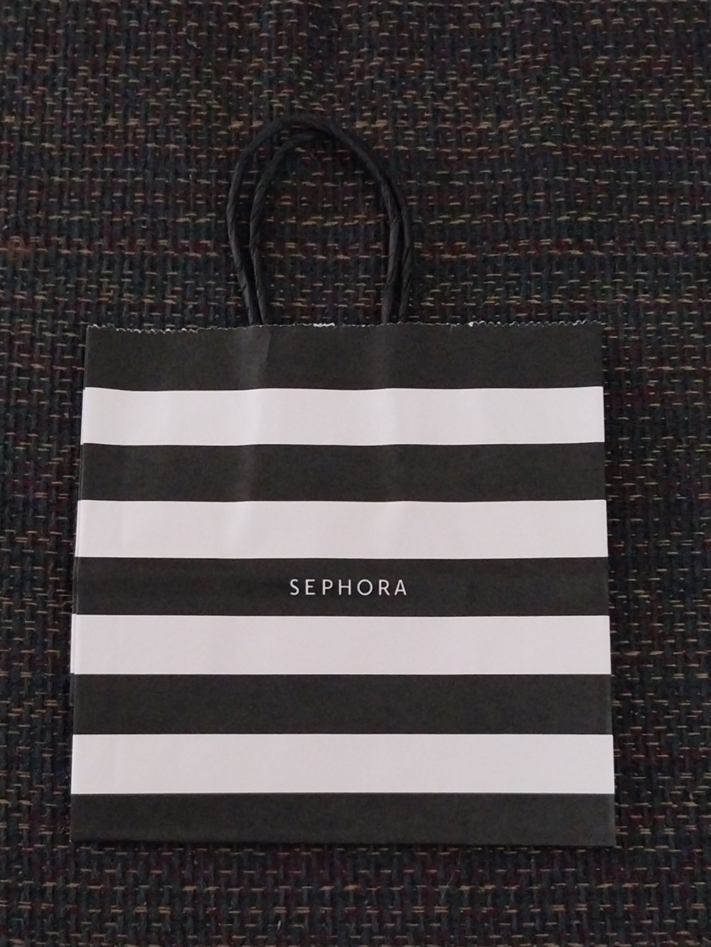 Sephora Black & White Striped Mini Paper Tote Bag
